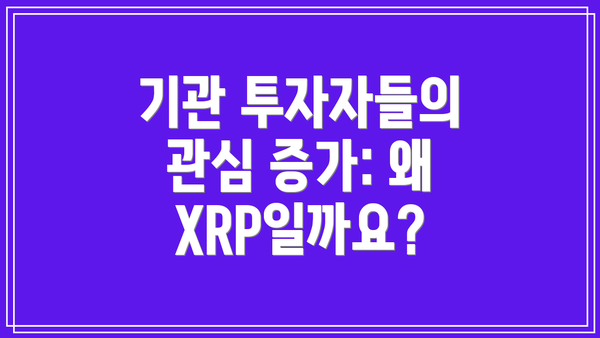 기관 투자자들의 관심 증가: 왜 XRP일까요?