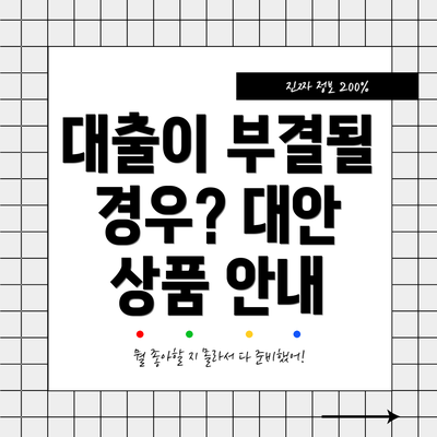 대출이 부결될 경우? 대안 상품 안내