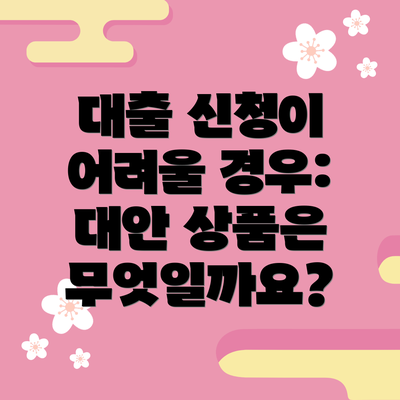 대출 신청이 어려울 경우: 대안 상품은 무엇일까요?