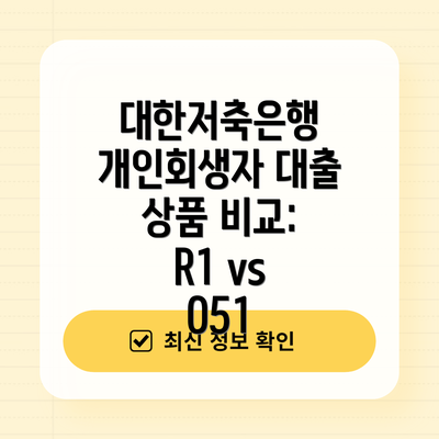 대한저축은행 개인회생자 대출 상품 비교: R1 vs O51