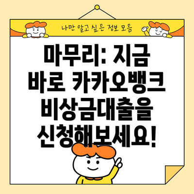 마무리: 지금 바로 카카오뱅크 비상금대출을 신청해보세요!