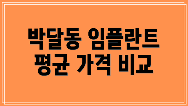 박달동 임플란트 평균 가격 비교