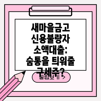 새마을금고 신용불량자 소액대출: 숨통을 틔워줄 구세주?