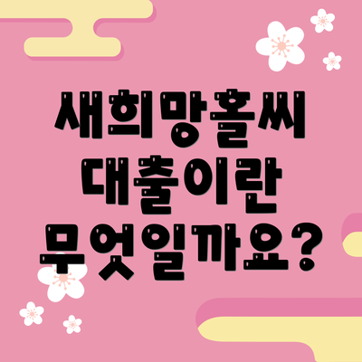 새희망홀씨 대출이란 무엇일까요?