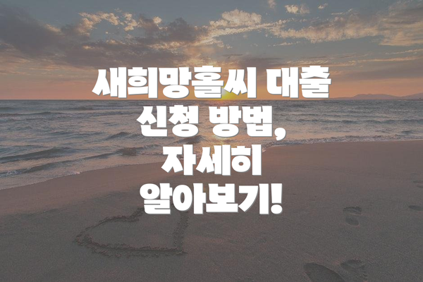 새희망홀씨 대출 신청 방법, 자세히 알아보기!