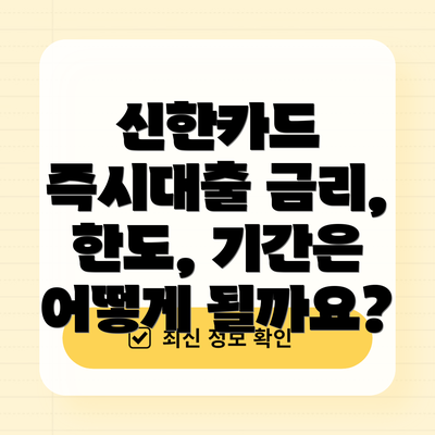 신한카드 즉시대출 금리, 한도, 기간은 어떻게 될까요?