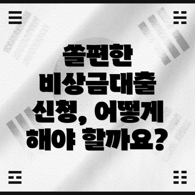 쏠편한 비상금대출 신청, 어떻게 해야 할까요?