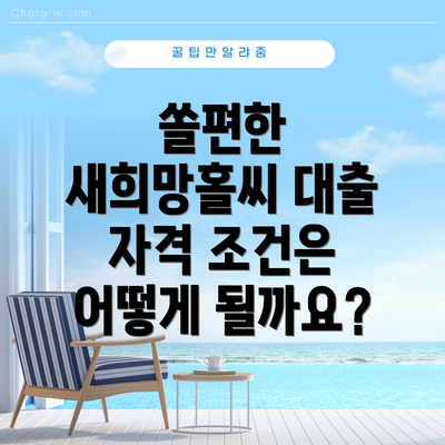 쏠편한 새희망홀씨 대출 자격 조건은 어떻게 될까요?