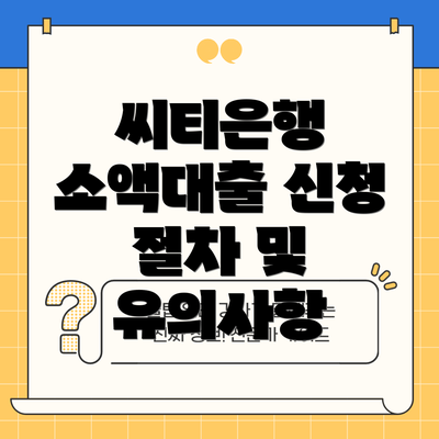 씨티은행 소액대출 신청 절차 및 유의사항