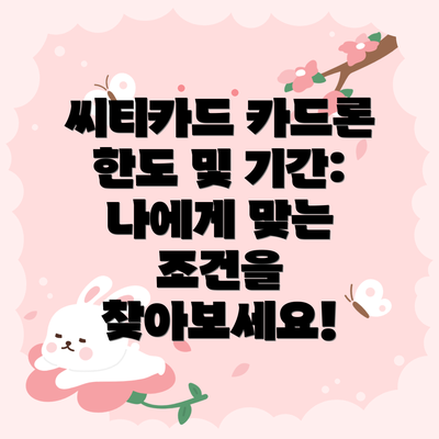 씨티카드 카드론 한도 및 기간: 나에게 맞는 조건을 찾아보세요!