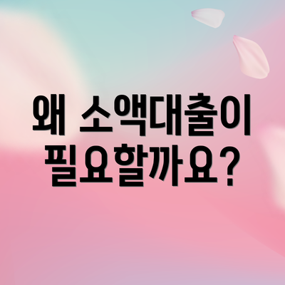 왜 소액대출이 필요할까요?