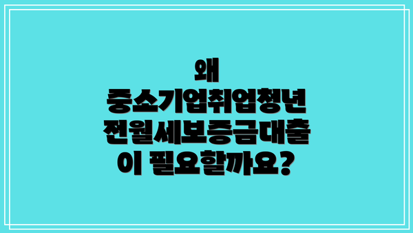 왜 중소기업취업청년 전월세보증금대출이 필요할까요?