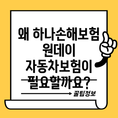 왜 하나손해보험 원데이 자동차보험이 필요할까요?