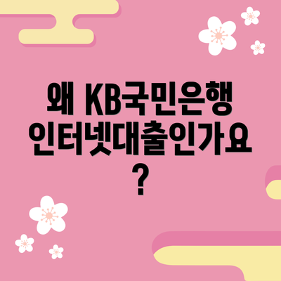 왜 KB국민은행 인터넷대출인가요?
