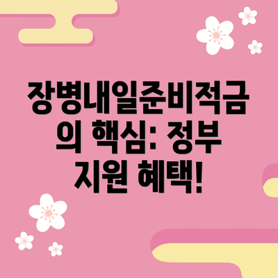 장병내일준비적금의 핵심: 정부 지원 혜택!