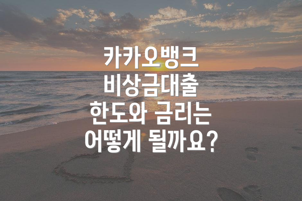 카카오뱅크 비상금대출 한도와 금리는 어떻게 될까요?