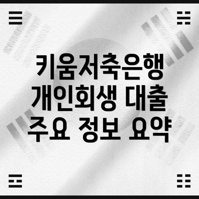 키움저축은행 개인회생 대출, 유의사항