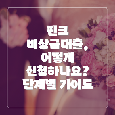 핀크 비상금대출, 어떻게 신청하나요? 단계별 가이드