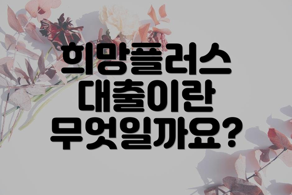희망플러스 대출이란 무엇일까요?