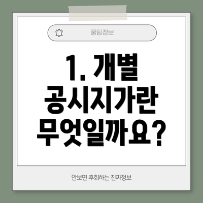 1. 개별 공시지가란 무엇일까요?