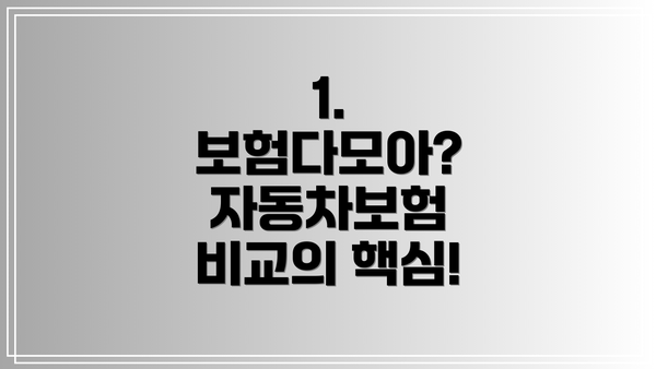 1. 보험다모아? 자동차보험 비교의 핵심!
