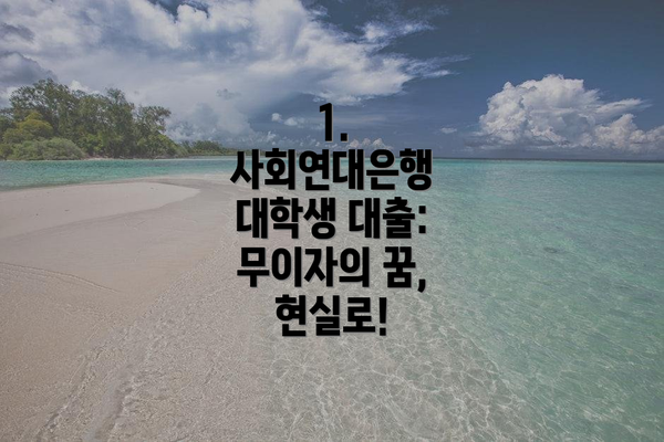 1. 사회연대은행 대학생 대출: 무이자의 꿈, 현실로!