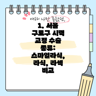 1. 서울 구로구 시력 교정 수술 종류: 스마일라식, 라식, 라섹 비교