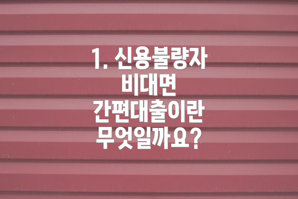 1. 신용불량자 비대면 간편대출이란 무엇일까요?