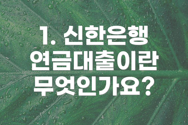 1. 신한은행 연금대출이란 무엇인가요?