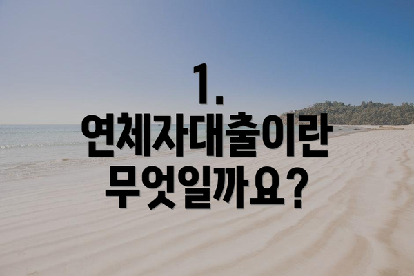 1. 연체자대출이란 무엇일까요?