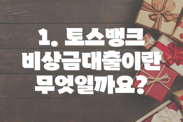 1. 토스뱅크 비상금대출이란 무엇일까요?