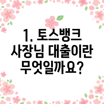 1. 토스뱅크 사장님 대출이란 무엇일까요?
