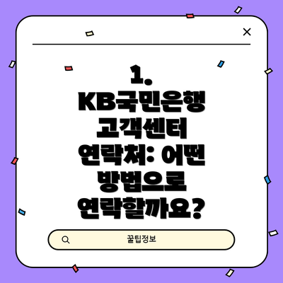 1. KB국민은행 고객센터 연락처: 어떤 방법으로 연락할까요?
