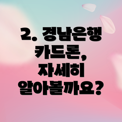 2. 경남은행 카드론, 자세히 알아볼까요?