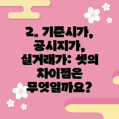 2. 기준시가, 공시지가, 실거래가: 셋의 차이점은 무엇일까요?