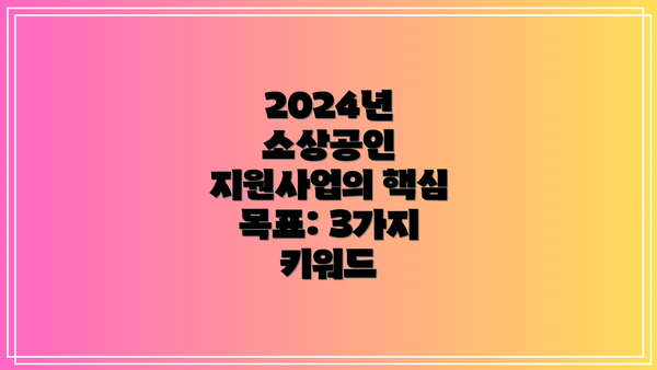 2024년 소상공인 지원사업 주요 내용 요약