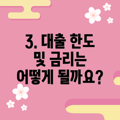 3. 대출 한도 및 금리는 어떻게 될까요?