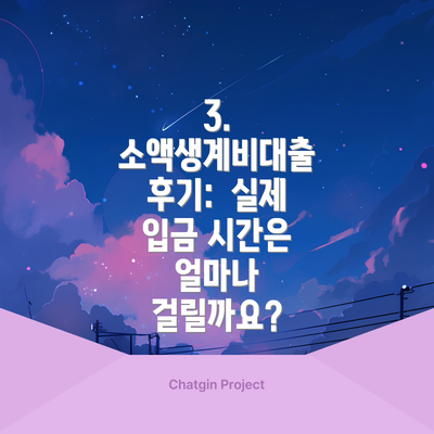 3. 소액생계비대출 후기: 실제 입금 시간은 얼마나 걸릴까요?