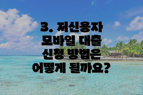 3. 저신용자 모바일 대출 신청 방법은 어떻게 될까요?