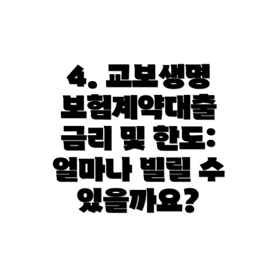 4. 교보생명 보험계약대출 금리 및 한도: 얼마나 빌릴 수 있을까요?