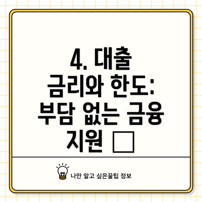 4. 대출 금리와 한도: 부담 없는 금융 지원 💸