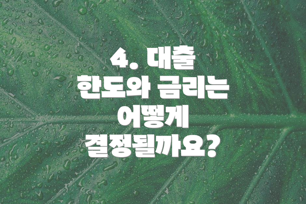 4. 대출 한도와 금리는 어떻게 결정될까요?