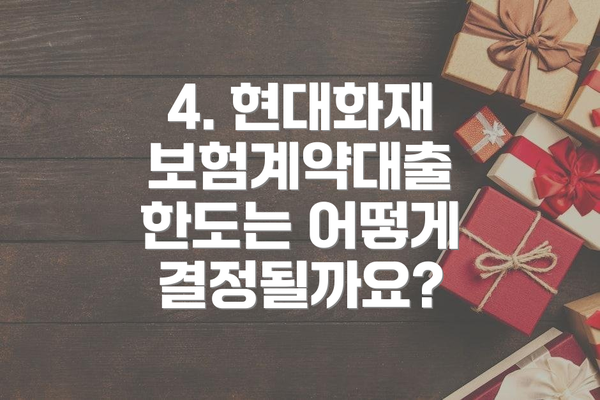 4. 현대화재 보험계약대출 한도는 어떻게 결정될까요?
