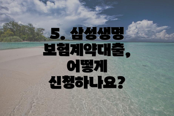 5. 삼성생명 보험계약대출, 어떻게 신청하나요?
