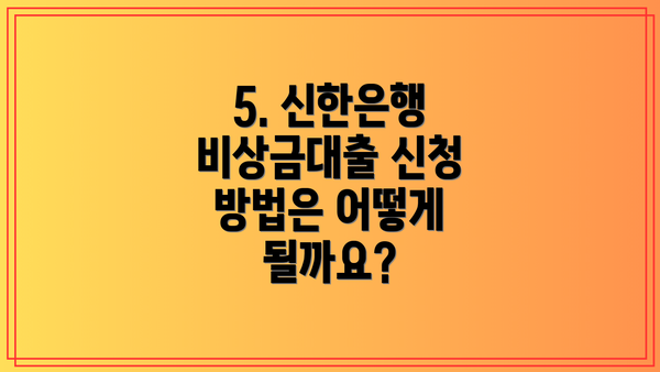 5. 신한은행 비상금대출 신청 방법은 어떻게 될까요?