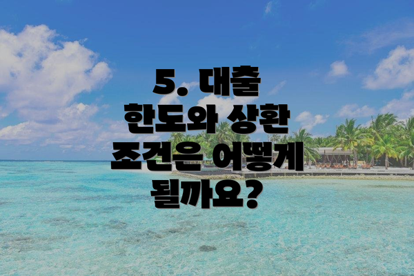 5. 대출 한도와 상환 조건은 어떻게 될까요?