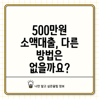 500만원 소액대출, 다른 방법은 없을까요?