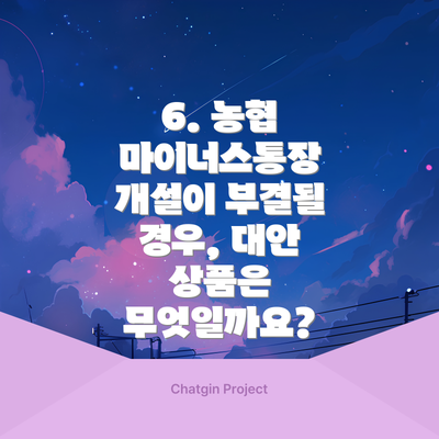6. 농협 마이너스통장 개설이 부결될 경우, 대안 상품은 무엇일까요?