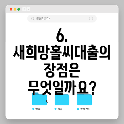 6. 새희망홀씨대출의 장점은 무엇일까요?