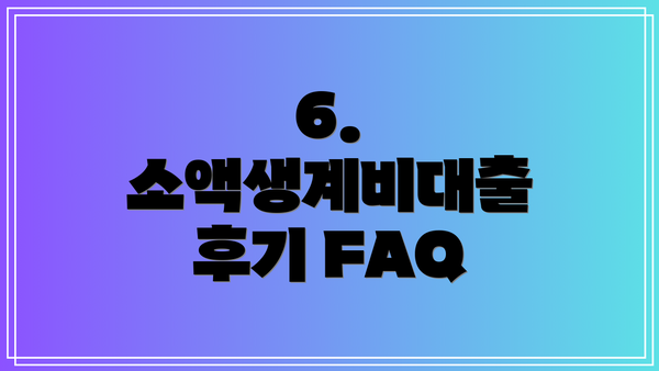 6. 소액생계비대출 후기 FAQ